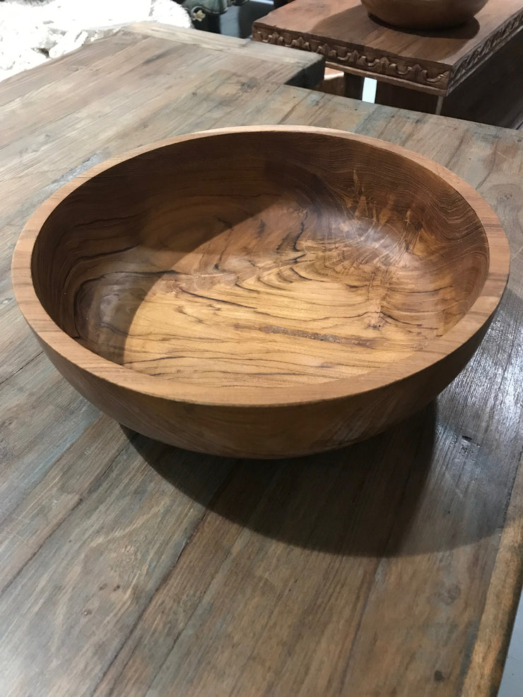 Large Circular Wooden Bowl