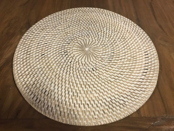 Large White Natural Fiber Woven Placemat