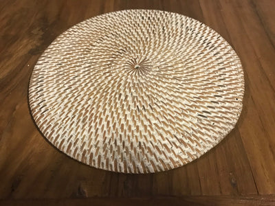 Small White Natural Fiber Woven Placemat