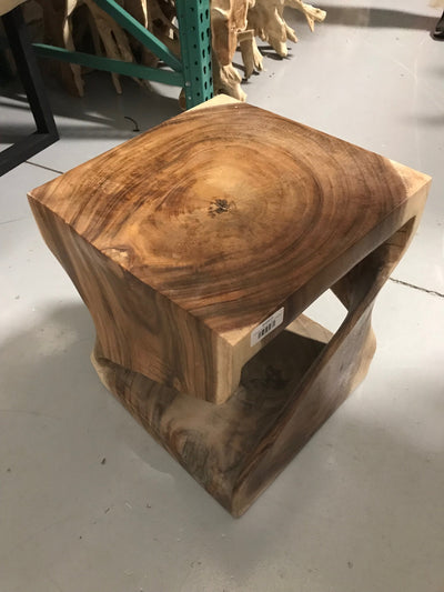 Large Wooden Twisted Stool