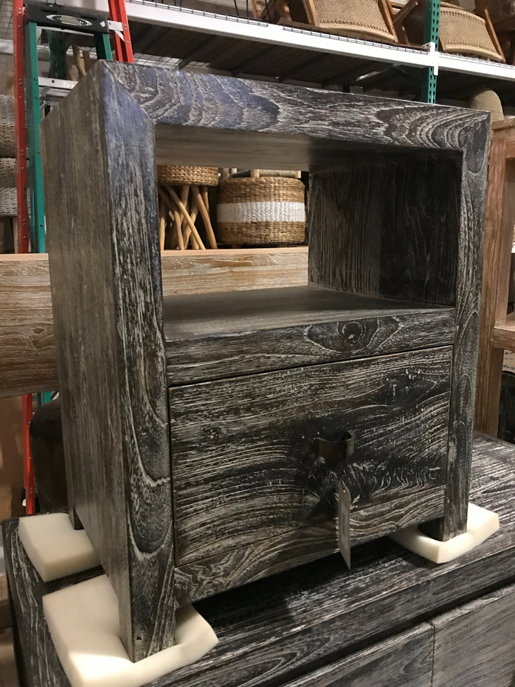 Wooden Nightstand with One Drawer and One Shelf