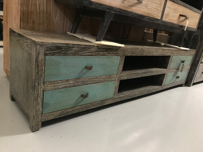 Wooden Tv Stand with Four Drawers and Two Shelves