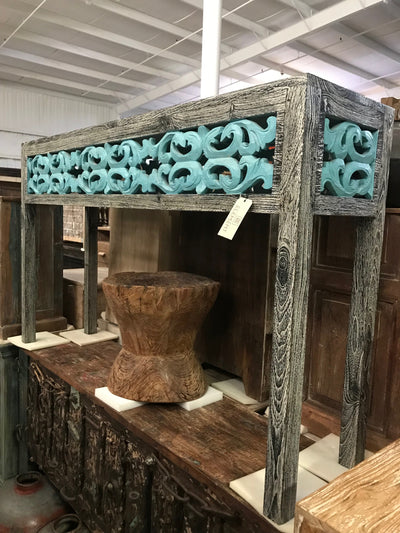 Wooden Console Table with Carving