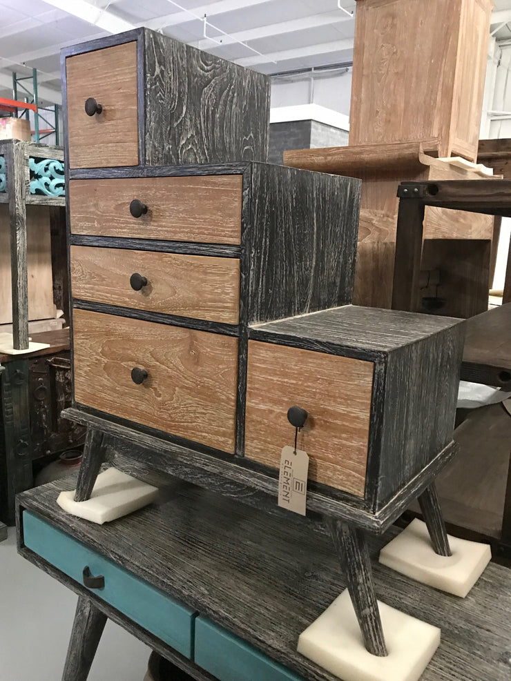 Wooden Stair Shaped Small Dresser with Five Drawers