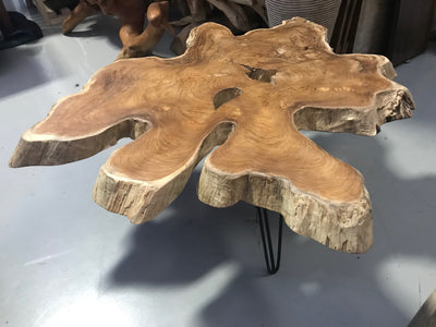 Wooden Coffee Table Top with Iron Legs