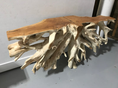 Large Teak Wooden Root Console Table