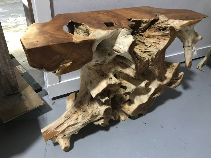 Small Teak Wooden Root Console Table