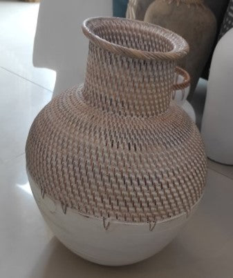 Wooden White Base Pot