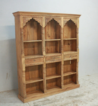 Wooden Bookshelf with Three Arches