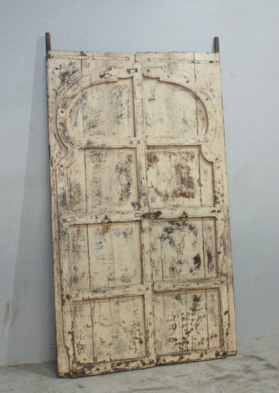 Wooden Door with Carved Arch and Antique Finish