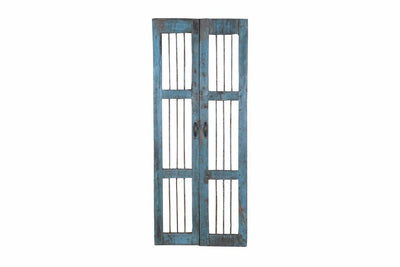 Blue Wooden Iron Rod Door