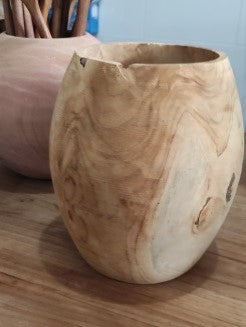 White Wash Wood Vase