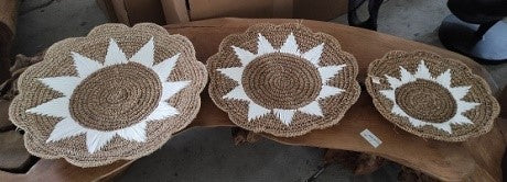 Small Natural/White Woven Grass Wall Hanging