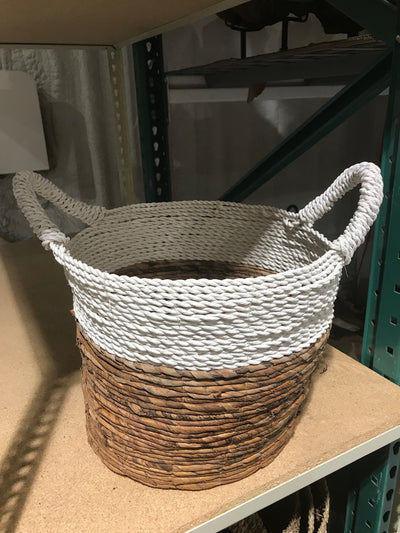 Round Natural Fiber Woven Basket - Small Size from Four Piece Set