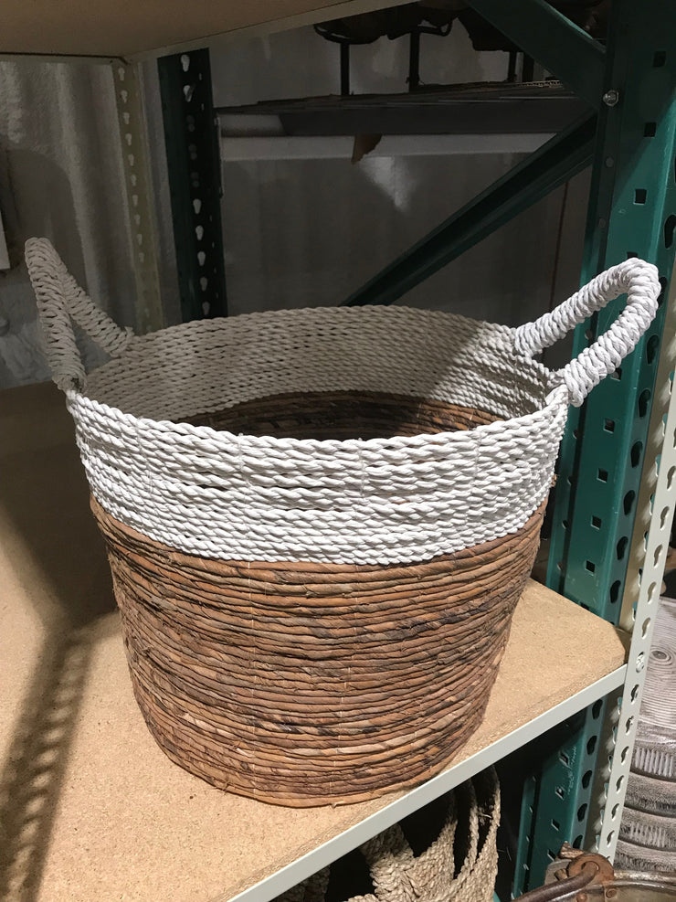 Round Natural Fiber Woven Basket - Medium Size from Four Piece Set