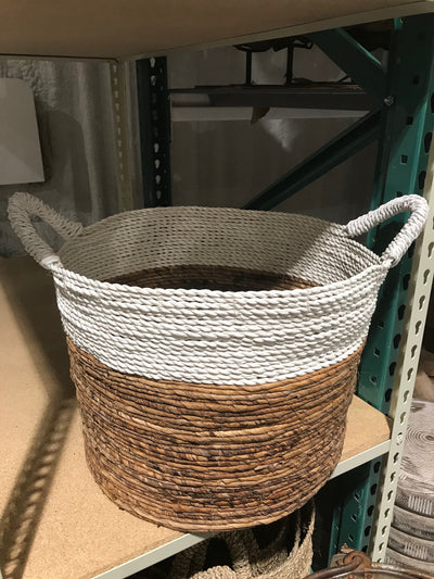 Round Natural Fiber Woven Basket - Large Size from Four Piece Set