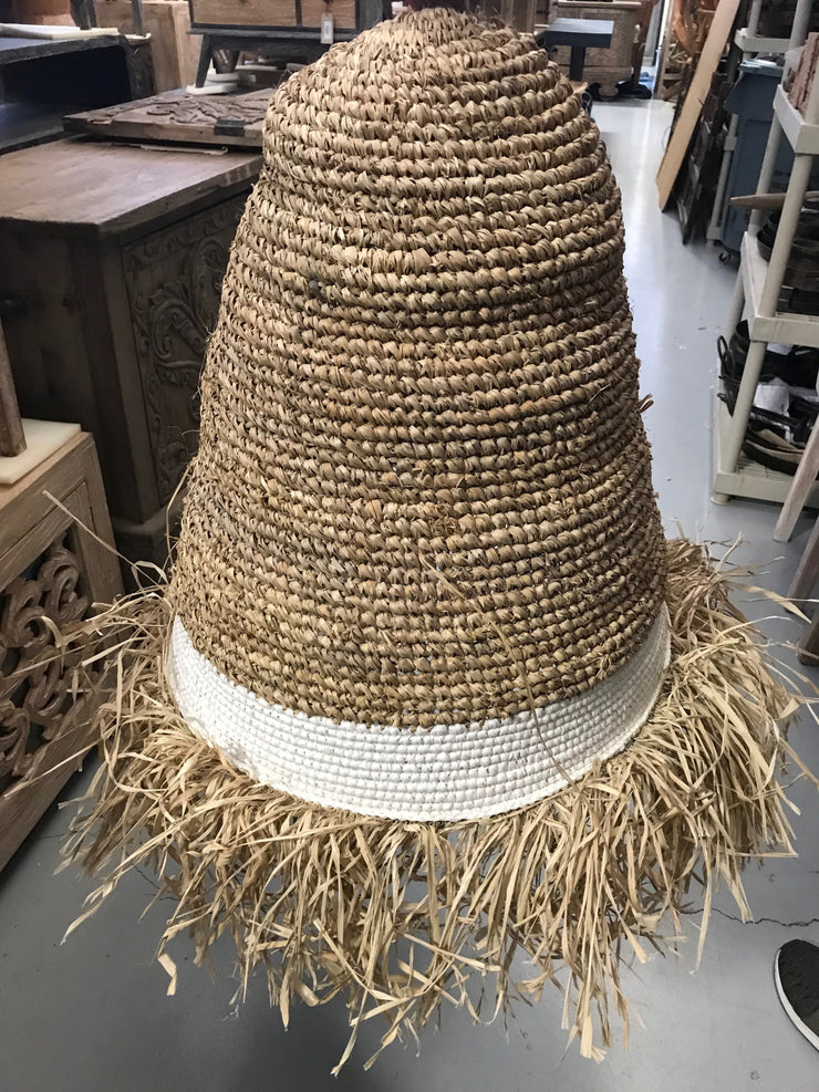 Natural Fiber Woven Lamp Shade with White Stripe