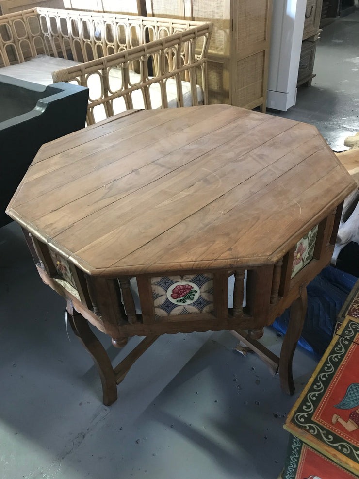 Wooden Dining Table with Painting