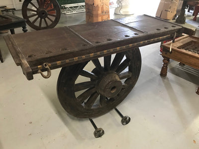 Wooden Side Table with Wheel