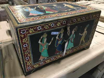 Colorful Painted Wooden Trunk
