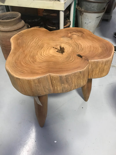 Teak Wooden Stool Shaped Side Table