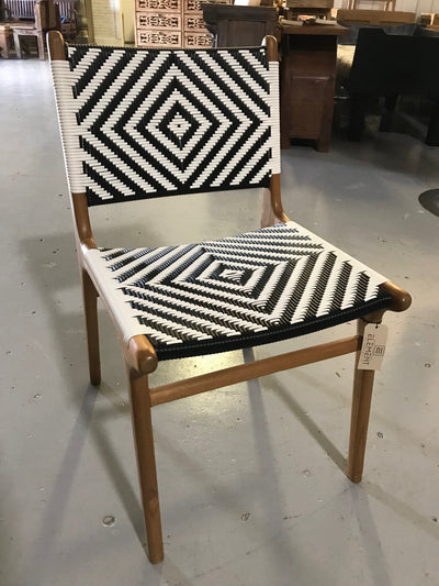 Synthetic Black and White Leather and Unfinished Wooden Diana Chair