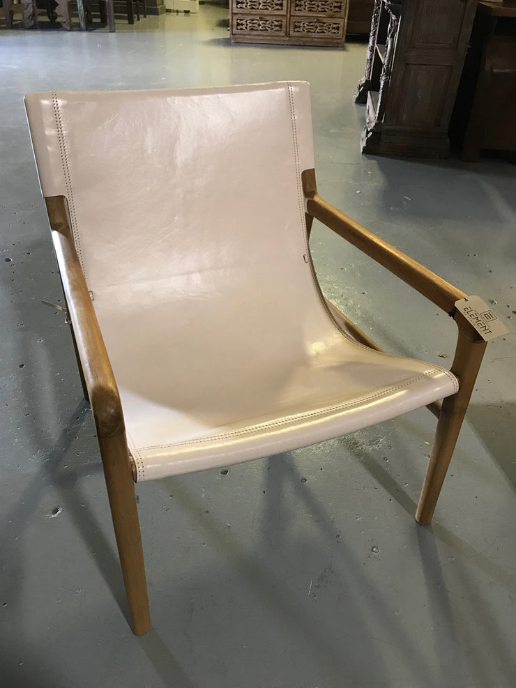 Natural Leather and Unfinished Wooden Clement Chair