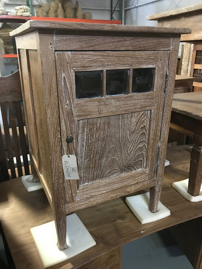 Small Wooden Nightstand with One Door