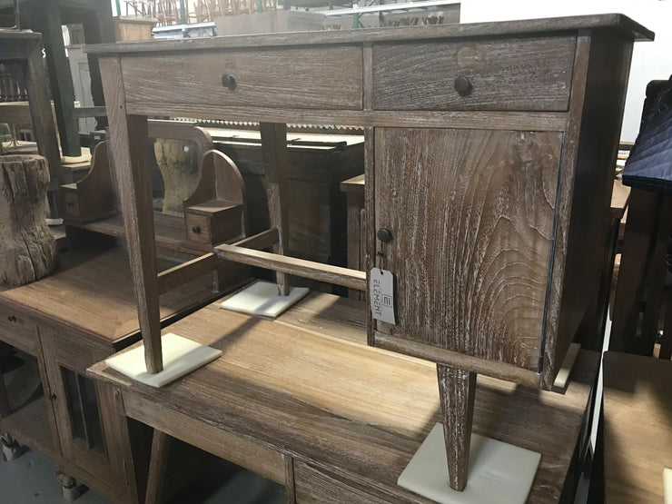 Wooden Desk with Two Drawers and One Door