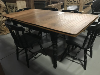 Wooden Dining Table with Black Legs