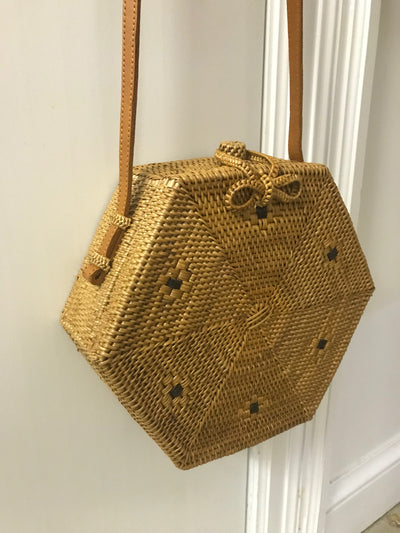 Hexagonal Natural Fiber Woven Bag