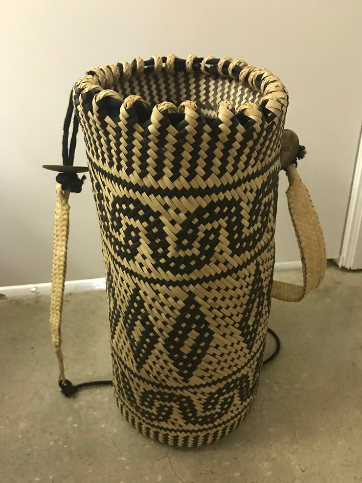 Tall Circular Natural Rattan Fiber Woven Bag