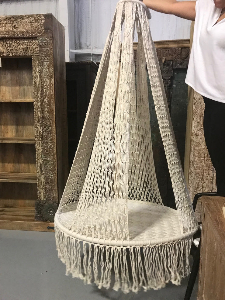 Natural Fiber Woven Swing with Tassel