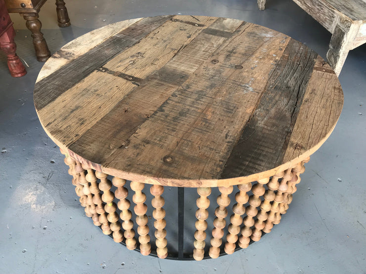 Round Wooden Spool Coffee Table