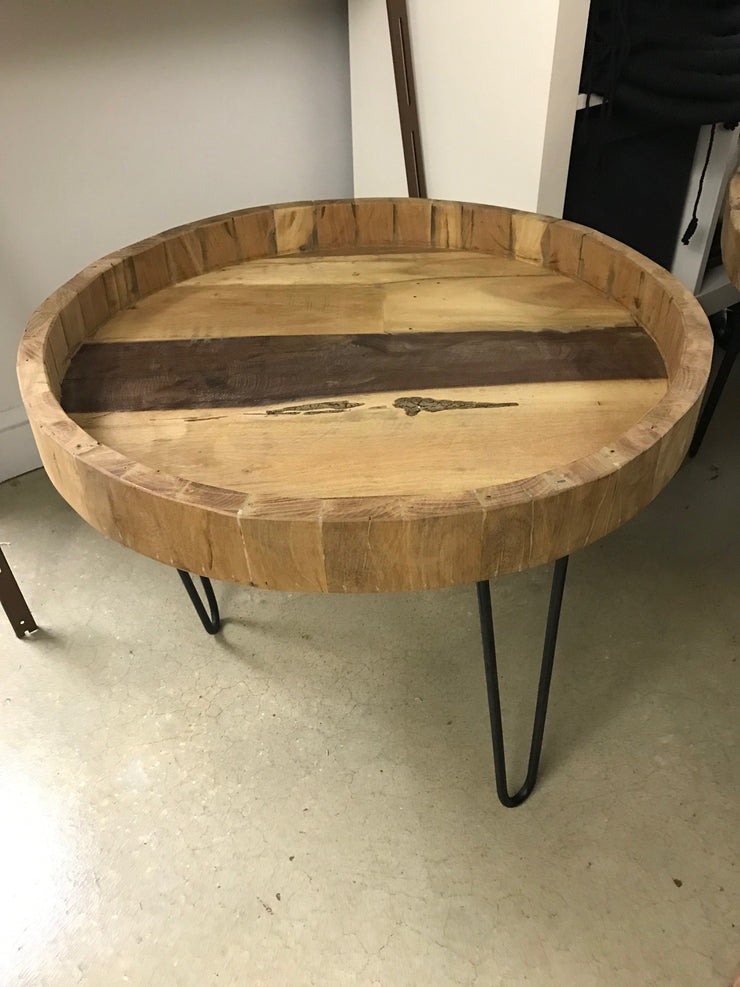 Wooden Round Tray Side Table