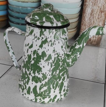 Green & White Porcelain Coffee Pot