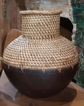 Wood/Woven Basket- Medium