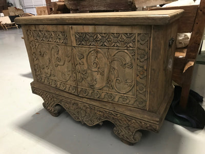 Wooden Sideboard with Carving and Two Doors