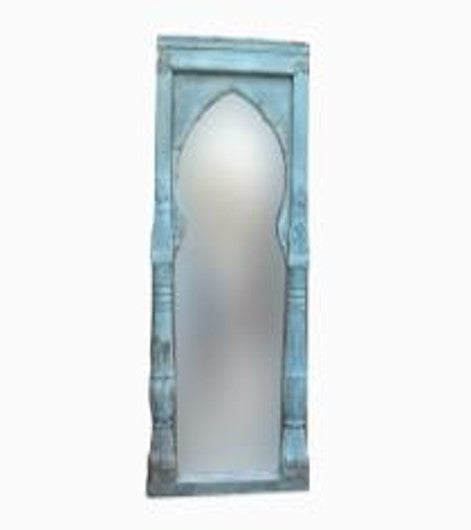 Blue Wood Arch Mirror Frame 