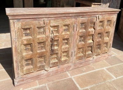 Four Door Bleached Wood Sideboard 