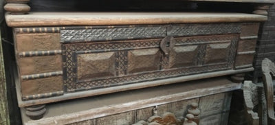 Low Carved Wooden Trunk