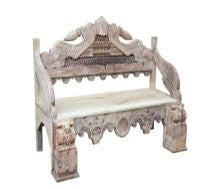 Carved Wood Bench 