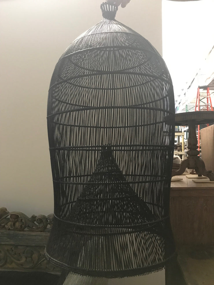 Large Natural Fiber Woven Black Lamp Shade