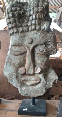 Wooden Buddha Face Sculpture