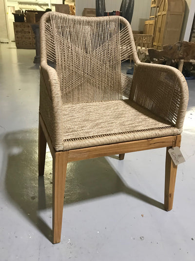 Euro Ash Natural Twisted Hyacinth Fiber and Wooden Chair