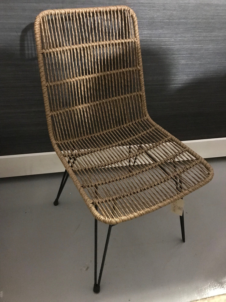 Nigerian Satinwood Natural Twisted Hyacinth Fiber and Iron Chair