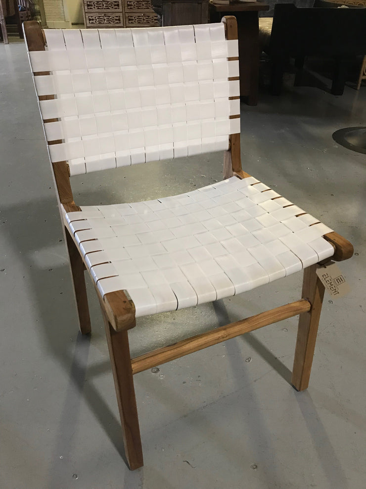 White Natural Fiber Woven and Wooden Chair