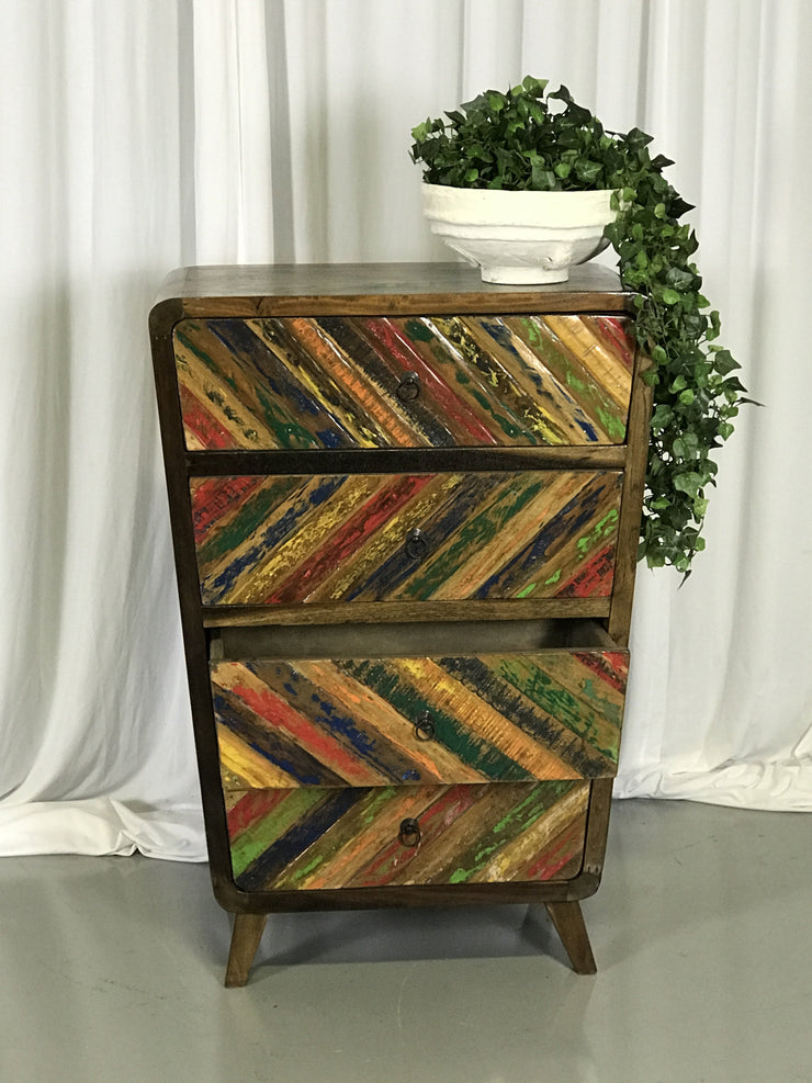 Colorful Wooden Dresser with Four Drawers