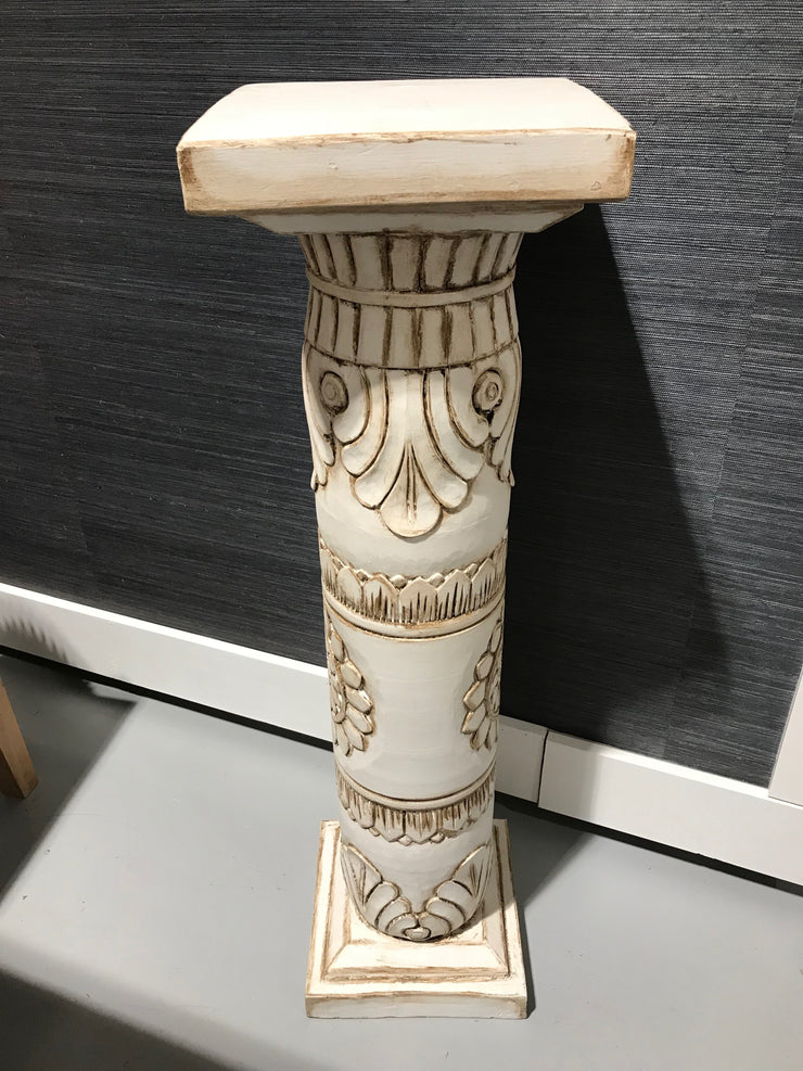 White and Brown Wooden Pedestal
