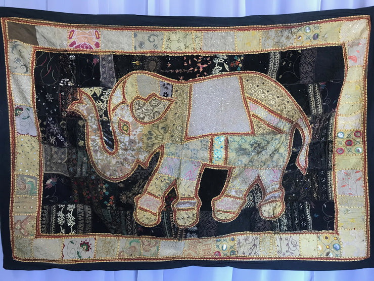 Elephant Indian Tapestry with Black Border